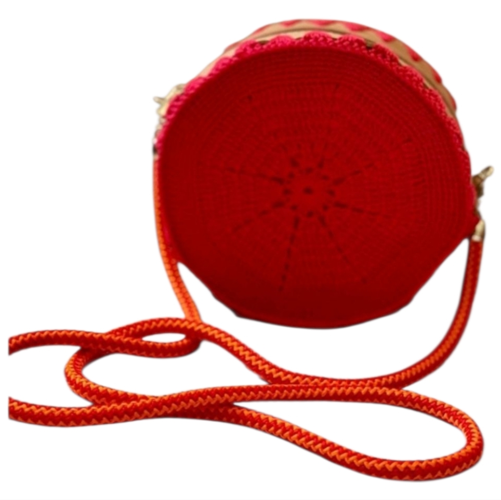 Boho Crochet Rope Crossbody – Handmade Orange Red Bag for Festivals & Travel